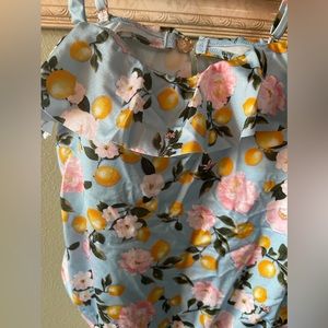 Victoria Secret Ruffle One Piece Floral Lemon Swimsuit Size XL New